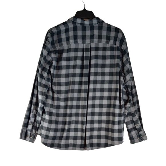 Flannel Shirt by Dickies Gray Black Plaid Cotton Relaxed Fit Sz XL Pockets - Picture 5 of 12